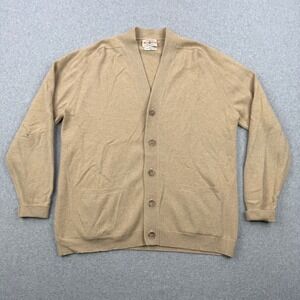 Vintage Alan Paine Cardigan Sweater Mens 44 Large Beige Lambswool England Made